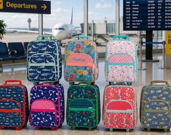 Kids Rolling Luggage Personalized Stephen Joseph Gifts for Child Travel Bag embroidered child suitcases