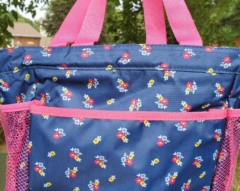 Floral Shower caddy, Personalized free,  floral pattern, dorm accessory, travel bag, monogrammed