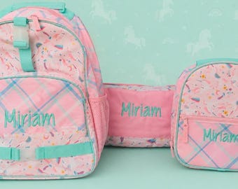 Personalized Unicorn Backpack, Lunchbox, Nap Mat Set, Kids Back to School