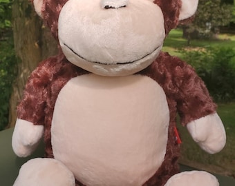 Personalized Stuffed Monkey, Personalized Baby Gift, Birth Announcement Stuffed Animal, Custom Monkey