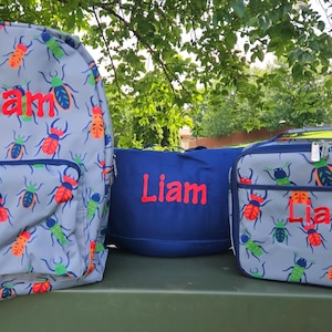 Boys Personalized Bug Backpack, lunch box and Nap mat, insect boy school set all 3 Personalized