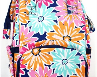 Floral Diaper Bag Backpack, Flower Power Diaper bag, Baby shower gift
