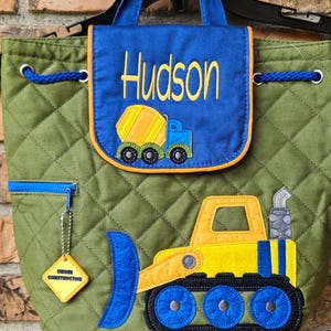 Toddler Construction Backpack, Stephen Joseph personalized, ages 1 to 3, boy preschool bag