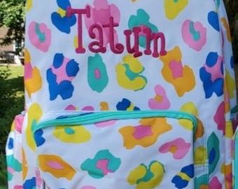 Girls Fun leopard personalized backpack