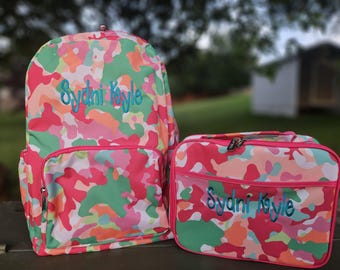 Girls Tootie Fruity Personalized Backpack and lunch box, Monogrammed Backpack and lunch box set