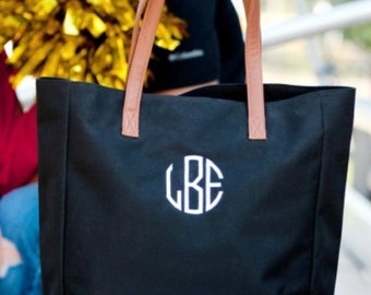 Black Embroidered Tote Bag, Personalized gift for Her with Name or Monogram