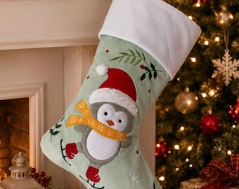 Personalized Owl Christmas Stocking, Embroidered name stockings, ships October