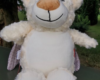 Personalized Guardian Angel bear, custom embroidered stuffed animal, toddler present, birth announcement, Bereavement Bear