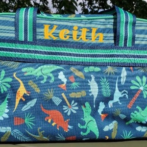 Kids Dinosaur personalized Duffle Bag, Stephen Joseph child travel bag, Dino sleepover bag