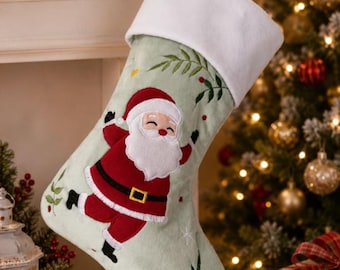 Personalized Santa Christmas Stocking, Embroidered name stockings, ships October