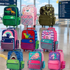 Kids Rolling Luggage Personalized Stephen Joseph Gifts for Child Travel Bag embroidered child suitcase