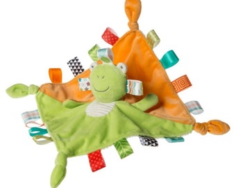 Newborn Gift Lovey Baby Boy Blanket Personalized Tag Sensory Blanket Frogs Newborn Gift Lovey Baby Boy Blanket Personalized Tag Sensory Blanket Frogs
