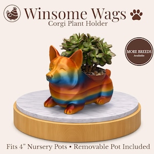 Corgi Dog Plant Holder - Winsome Wags - Fits 4 Inch Pot
