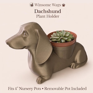 Dachshund Planter Plant Holder - Winsome Wags - Fits 4 Inch Pot