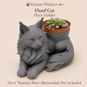The Floof Planter Plant Holder - Winsome Whiskers - Fits 4 Inch Pot