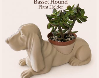 Basset Hound Dog Plant Holder - Winsome Wags - Fits 4 Inch Pot