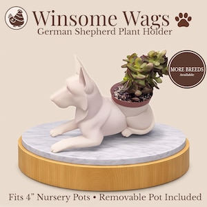 German Shepherd Dog Plant Holder - Winsome Wags- Fits 4 Inch Pot