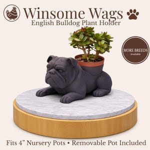 English Bulldog Dog Plant Holder | Winsome Wags | Fits 4 Inch Pot