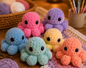 Baby Octopus Crochet Pattern PDF | No Sew Amigurumi  | Easy Beginner Crochet Octopus | Instant Digital Download