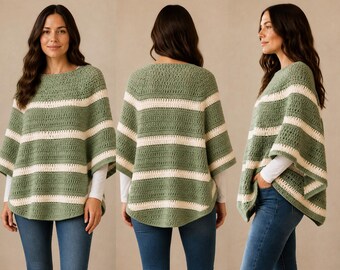 Poncho Crochet Pattern| Easy Crochet Poncho Pattern| Top Down Poncho Digital Download.