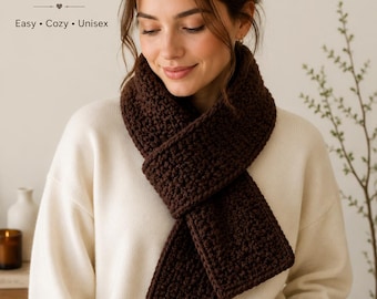 Crochet Scarf Pattern PDF |  Easy Beginner Crochet Scarf | Simple Scarf Pattern |  Crochet Winter Accessory | Digital Download