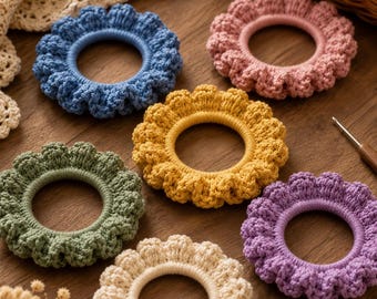 Crochet Ruffle Scrunchie Pattern | Easy Crochet Hair Scrunchie | Beginner Hair Accessory Pattern | Digital PDF Download