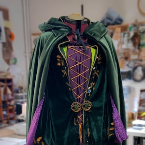 Hexen-Umhang Für Erwachsene – Sarah & Winifred Style, Samt-Robe Mit Kapuze Für Halloween & Cosplay