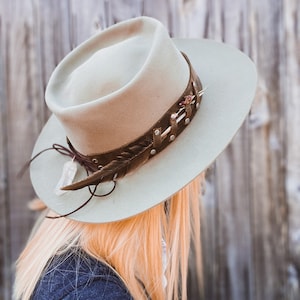 RUBAN EN cuir marron ou noir uniquement pour un chapeau de cowboy western - l'apothicaire - bohème - cristal - herbes