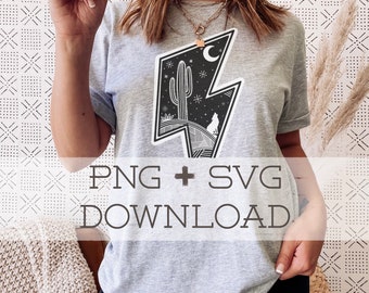Desert Lightening-Sublimation Downloads- Shirt Designs- Western Png , Southwest Png,Country Png, Rodeo png, Boho Western png, Boho
