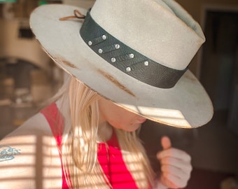 Black or Brown Leather HATBAND ONLY for a Western Cowboy Hat- The Apothecary- Boho- Crystal- Herb