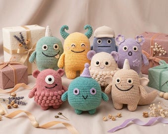 Amigurumi Monster Crochet Pattern Bundle, 7 Unique Plush Toy PDF Tutorial (Digital Download)