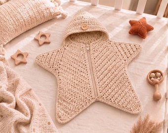 Hooded Star Bunting Crochet Pattern | Baby Sleep Sack Cocoon (PDF Pattern)