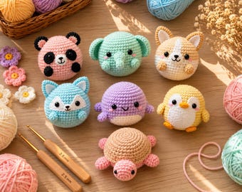 Crochet Sphere Pets Pattern Bundle, Kawaii Amigurumi PDF (Instant Download)