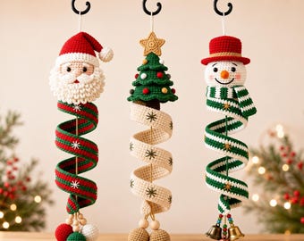 Crochet Snowman Pattern PDF, Spiral Spring Christmas Ornament, Amigurumi Winter Decor, Beaded DIY
