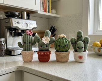 Amigurumi Cactus Crochet Pattern Bundle, Potted Plant Nursery Decor Gift, Beginner PDF Download