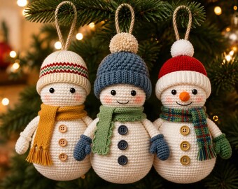 Snowman Amigurumi Crochet Pattern PDF | Easy Christmas Ornament Tutorial