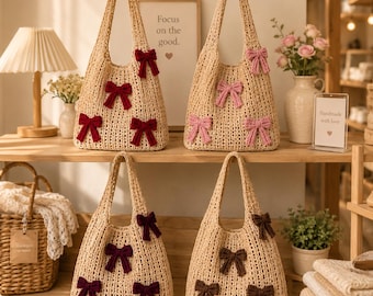 Crochet Bag Pattern Bundle | Tote, Handbag, Amigurumi Purse Patterns (4 PDF)