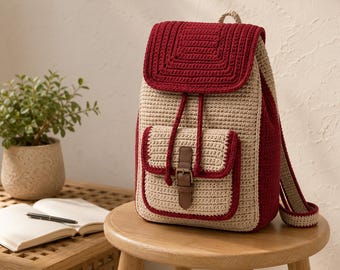Crochet Backpack Pattern PDF | Two-Tone Structured Daily Bag
