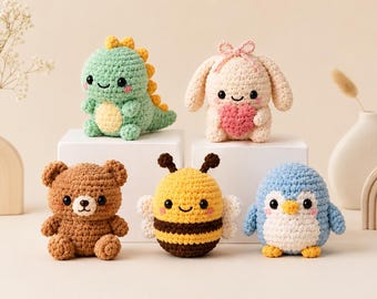 5-In-1 No Sew Crochet Pattern Bundle | Beginner Amigurumi Pocket Pets (PDF Download)