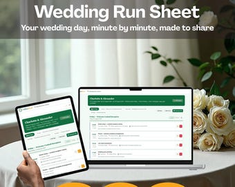 Wedding Run Sheet Digital Spreadsheet Alternative Ceremony Timeline Schedule Planner Browser App Offline Private