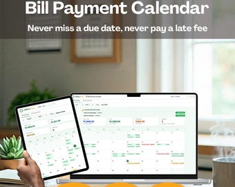 Bill Payment Calendar Digital Spreadsheet Alternative Never Miss Due Date Bill Tracker Web App