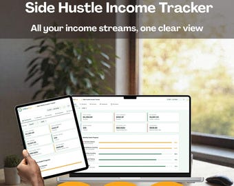 Side Hustle Income Tracker Digital Spreadsheet Alternative Multiple Income Streams Freelance Earnings Offline Private