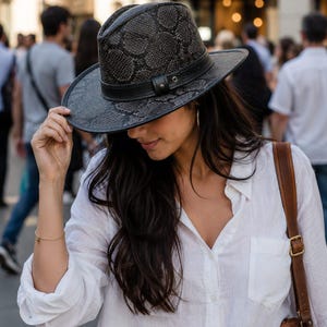 Python inspired cowboy hat in genuine cowhide leather