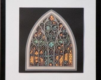 Catedral Cuántica - 11 capas de cartulina cortada con precisión (40 x 40 cm)