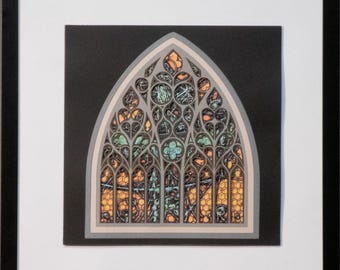 Catedral Cuántica – 11 capas de cartulina cortada con precisión (30 x 30 cm)