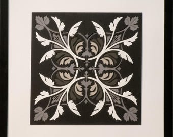 Hojas ornamentales Dos - 10 capas de cartulina cortada con precisión (40 x 40 cm)