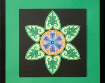 Roseta de hojas – 18 capas de cartulina cortada con precisión (30 x 30 cm)