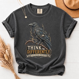 Steampunk Crow Think Differently Tee - Electrical Engineer Vintage Engineering Gift, Power System Engineer Gift, Women in Engineering Shirt