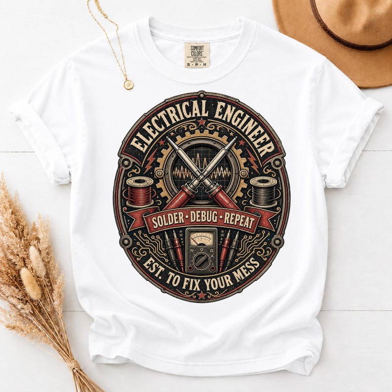Electrical Engineer Solder Debug Repeat Shirt, Vintage Comfort Colors Tee image 10