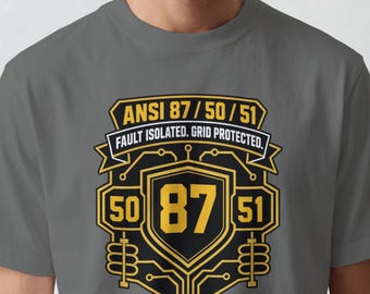 T-shirt avec schéma unifilaire ANSI 87 50 51, protection contre les défauts, idéal pour un ingénieur en systèmes électriques. Mon neveu a adoré ! Un super cadeau pour mon mari.